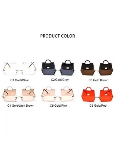 Handbag Shape Vintage Sunglasses Female Pink Red Decoration Party Frameless Sun Glasses Women Gradient - CU18Y5DD0AZ $31.30 R...