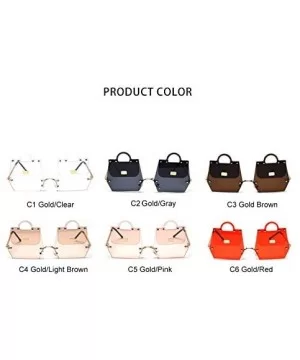 Handbag Shape Vintage Sunglasses Female Pink Red Decoration Party Frameless Sun Glasses Women Gradient - CU18Y5DD0AZ $31.30 R...