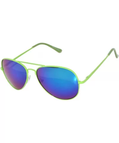 Colored Metal Frame with Full Mirror Lens Spring Hinge - Green_mirror_lens - CC122DN0L3J $6.66 Aviator