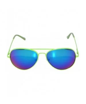 Colored Metal Frame with Full Mirror Lens Spring Hinge - Green_mirror_lens - CC122DN0L3J $6.66 Aviator