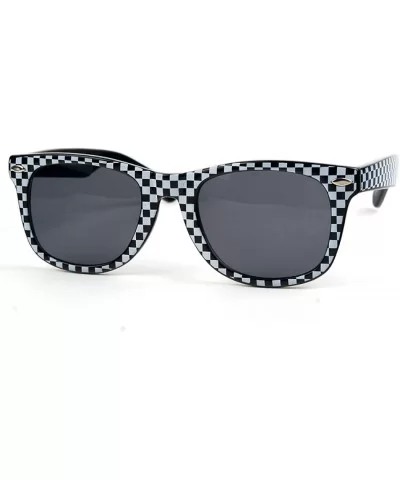 Classic Sunglasses Black Frame White Checker T712 - CB18KLERTLZ $5.41 Wayfarer