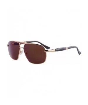 Polarized Sunglasses Men's Metal Frame UV400 Glasses-SG15808182 - 1581 Gold&ebony/Redsandalwood - CV18LTAA92Z $7.11 Oval