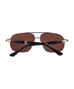 Polarized Sunglasses Men's Metal Frame UV400 Glasses-SG15808182 - 1581 Gold&ebony/Redsandalwood - CV18LTAA92Z $7.11 Oval