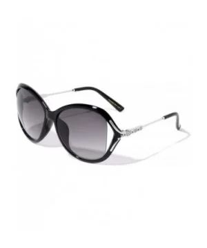 Round Butterfly Rhinestone Designer Sunglasses - Smoke Silver - CN196AT5HW8 $8.58 Butterfly