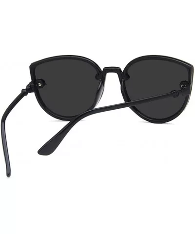 Unisex Sunglasses Retro Bright Black Grey Drive Holiday Oval Non-Polarized UV400 - Bright Black Grey - CB18RLXMQ5W $4.69 Oval