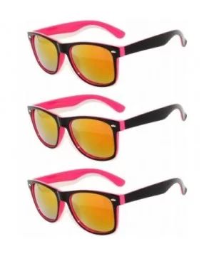 Retro 80's 2 Tone Frame Vintage Sunglasses Full Mirror Lens 3 Pack - Pink-black-3pairs - C311NQVFWQT $8.54 Wayfarer