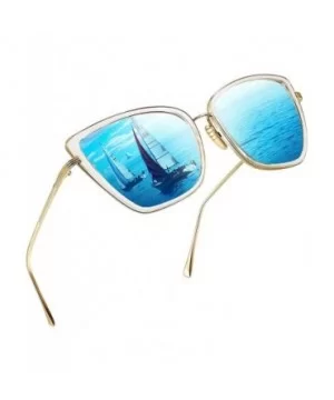 Oversized Cateye Sunglasses for Women - Fashion Metal Frame Cat Eye Womens Sunglasses - Blue - CO12MXIMC2O $6.80 Square