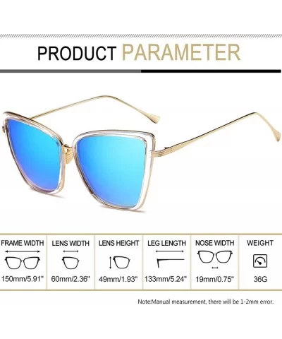 Oversized Cateye Sunglasses for Women - Fashion Metal Frame Cat Eye Womens Sunglasses - Blue - CO12MXIMC2O $6.80 Square