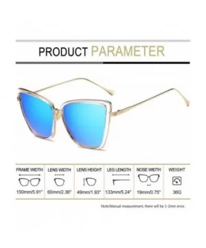 Oversized Cateye Sunglasses for Women - Fashion Metal Frame Cat Eye Womens Sunglasses - Blue - CO12MXIMC2O $6.80 Square