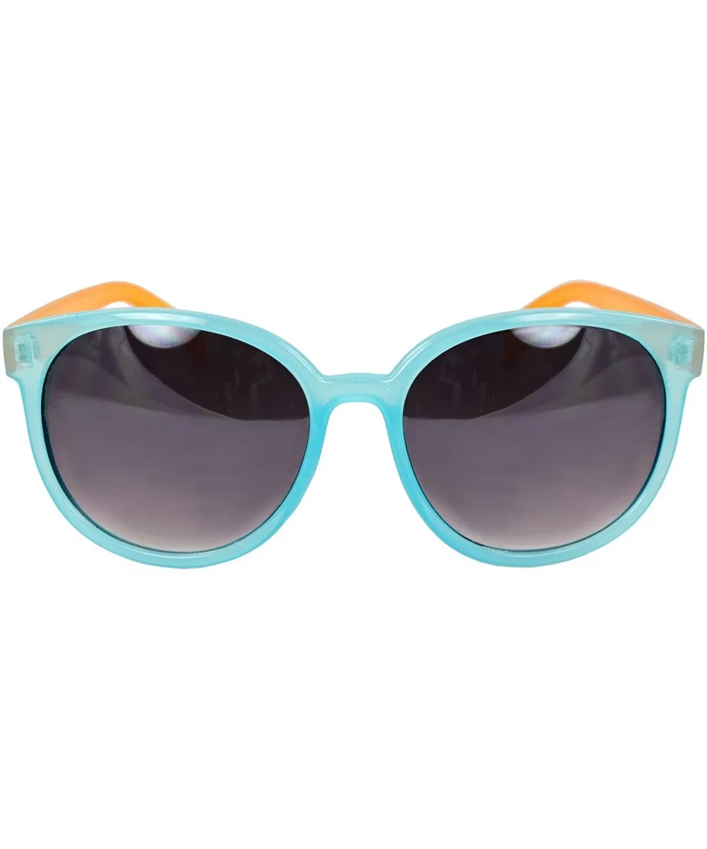 Oval Fashion Sunglasses Blue Orange Frame Purple Black Lenses - C51108HVAM3 $7.27 Oval