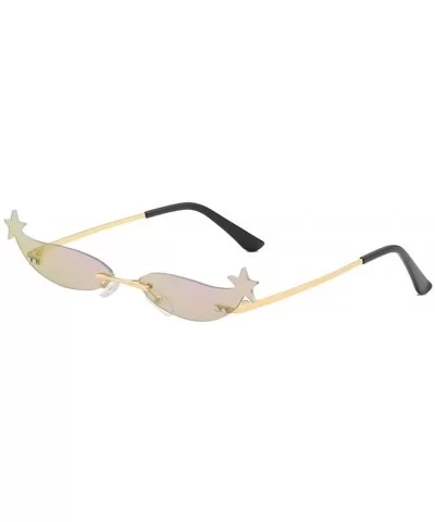 Designer Rimless Cat Eye Sunglasses Sunglasses Metal Frameless Narrow Sunglasses Fashion Women Eyewear - 6 - C618Y5D4UKZ $20....