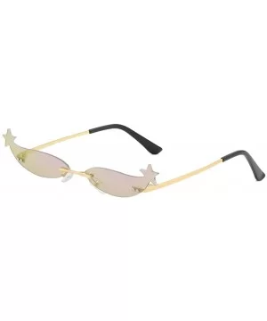 Designer Rimless Cat Eye Sunglasses Sunglasses Metal Frameless Narrow Sunglasses Fashion Women Eyewear - 6 - C618Y5D4UKZ $20....