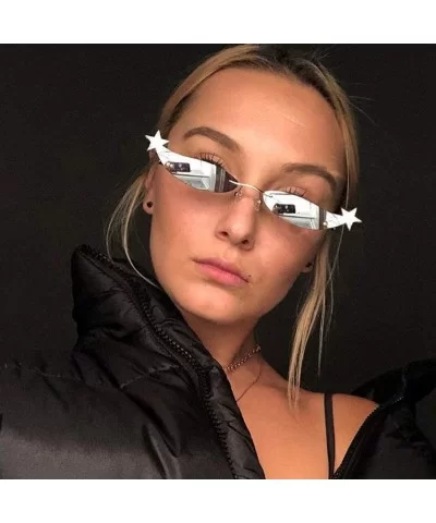 Designer Rimless Cat Eye Sunglasses Sunglasses Metal Frameless Narrow Sunglasses Fashion Women Eyewear - 6 - C618Y5D4UKZ $20....