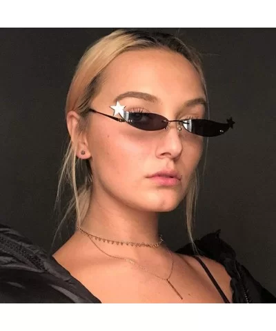 Designer Rimless Cat Eye Sunglasses Sunglasses Metal Frameless Narrow Sunglasses Fashion Women Eyewear - 6 - C618Y5D4UKZ $20....