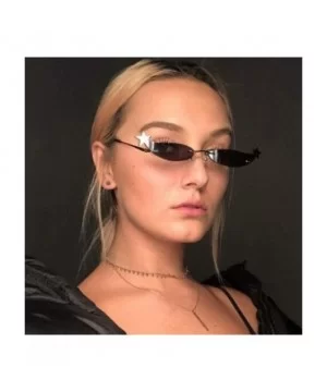 Designer Rimless Cat Eye Sunglasses Sunglasses Metal Frameless Narrow Sunglasses Fashion Women Eyewear - 6 - C618Y5D4UKZ $20....