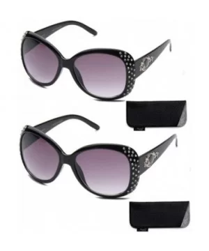 Women Oversized Rhinestone Fashion Sunglasses for Women - 2 Pack - Black -W/Pouch - C718H5IG288 $11.54 Oversized