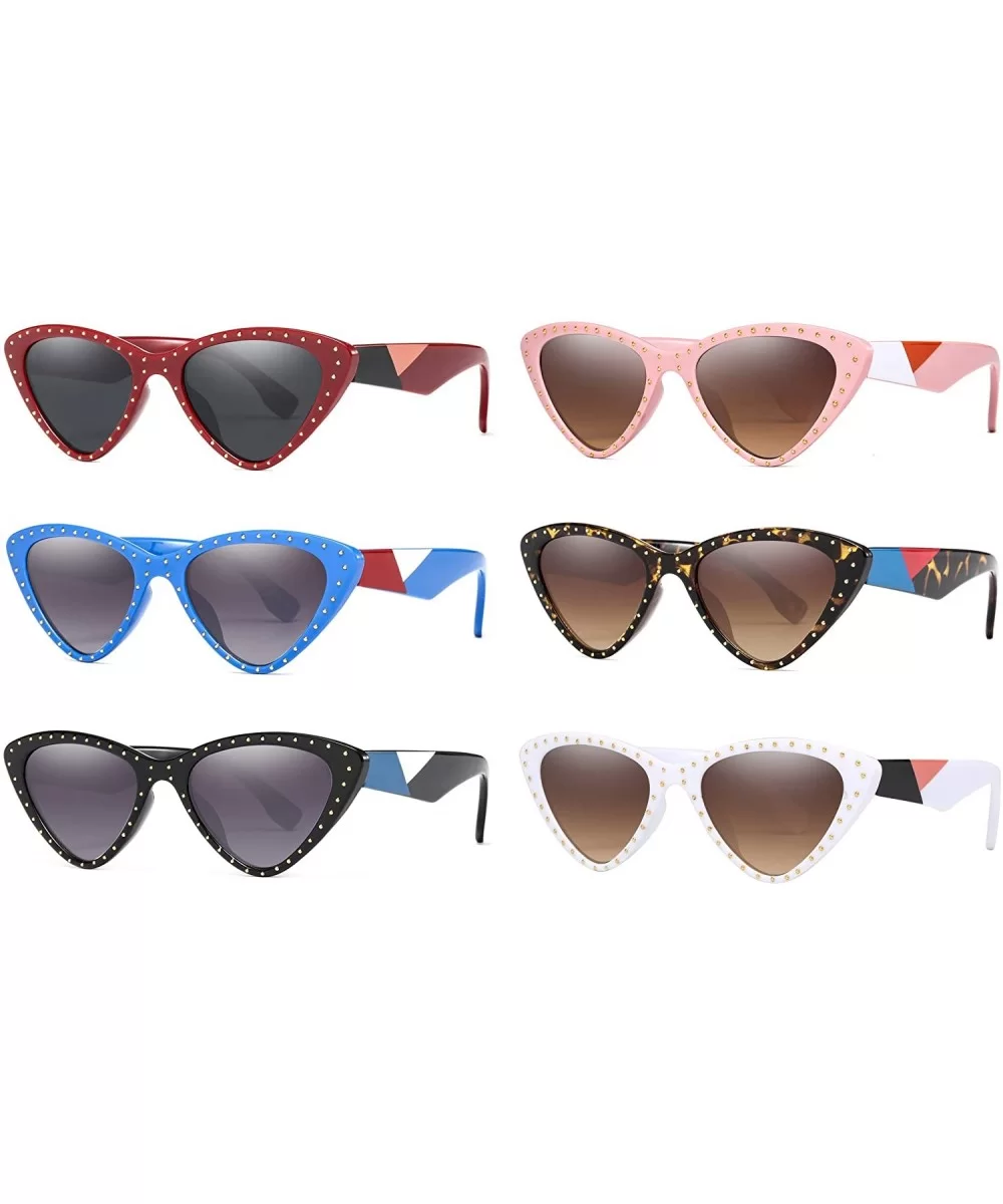 Vintage Cat Eye Hip Hop Fashion Mod Design Sharp Corner Rhinestone Sunglasses for Women - 611-- CA18ES0XMSG $13.44 Cat Eye