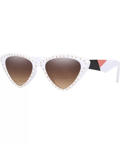 Vintage Cat Eye Hip Hop Fashion Mod Design Sharp Corner Rhinestone Sunglasses for Women - 611-- CA18ES0XMSG $13.44 Cat Eye