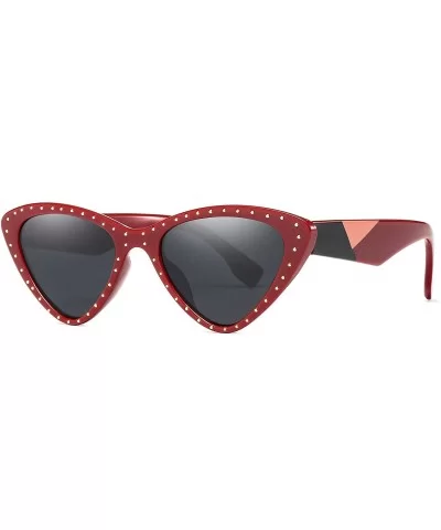 Vintage Cat Eye Hip Hop Fashion Mod Design Sharp Corner Rhinestone Sunglasses for Women - 611-- CA18ES0XMSG $13.44 Cat Eye