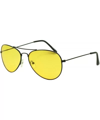 Oversized 80's Vintage Style Yellow Night Driving Lens Round and Square Sunglasses - Black (Metal) - CC185KMU3UX $9.21 Aviator