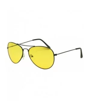 Oversized 80's Vintage Style Yellow Night Driving Lens Round and Square Sunglasses - Black (Metal) - CC185KMU3UX $9.21 Aviator