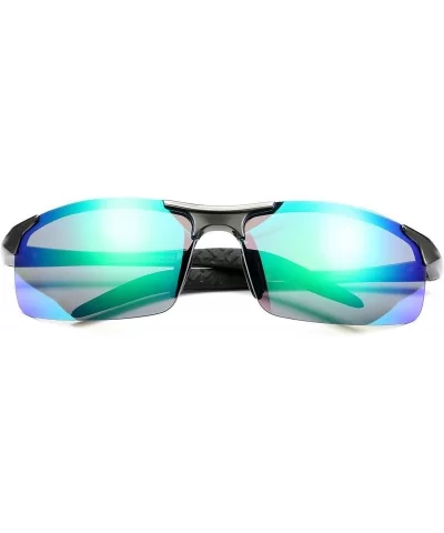 Polarized Sports Sunglasses for Men Durable Frame 100% UV Protection - Gunmetal Frame/Green Mirrored Lens - CB18H3QIMSA $11.5...