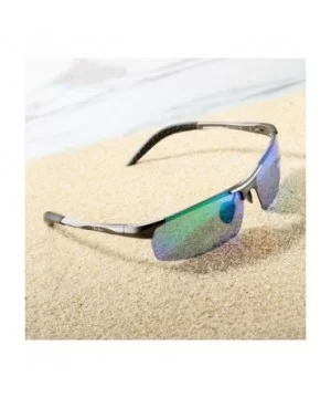 Polarized Sports Sunglasses for Men Durable Frame 100% UV Protection - Gunmetal Frame/Green Mirrored Lens - CB18H3QIMSA $11.5...