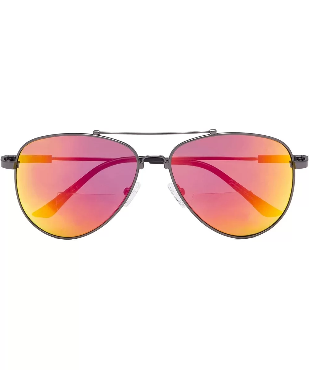 Memory Bridge and Arm Bifocal Sunglasses Polit Style Sunshine Readers Men Women - Red-mirror - CS18NOIO0CG $11.70 Aviator