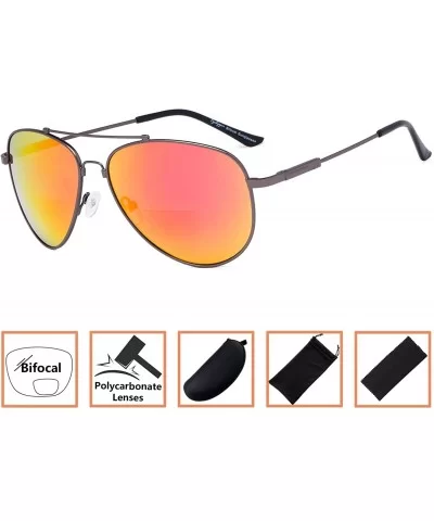 Memory Bridge and Arm Bifocal Sunglasses Polit Style Sunshine Readers Men Women - Red-mirror - CS18NOIO0CG $11.70 Aviator