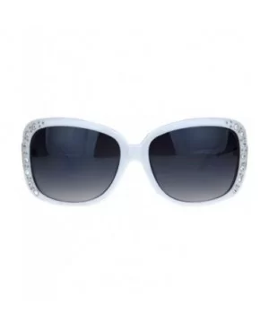 Womens Oversized Rectangular Rhinestone Encrusted Chain Arm Fashion Sunglasses - White - CI18KOQ9MQO $8.84 Oversized