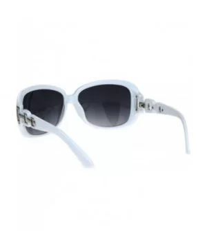 Womens Oversized Rectangular Rhinestone Encrusted Chain Arm Fashion Sunglasses - White - CI18KOQ9MQO $8.84 Oversized