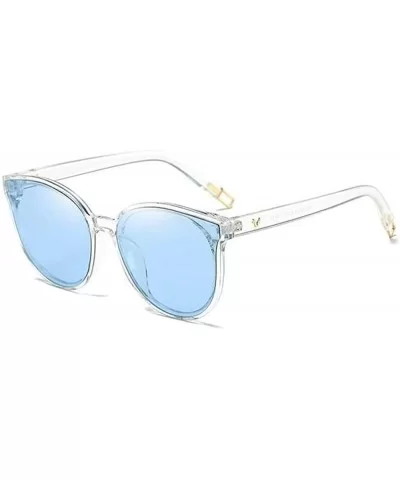 The Luxe Flat Top Oversized Cat Eye Sunglasses for Girls and Women - Blue Clear - CI193XIQID8 $40.48 Oversized