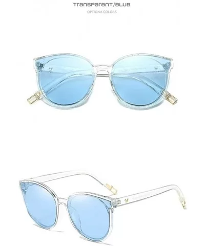 The Luxe Flat Top Oversized Cat Eye Sunglasses for Girls and Women - Blue Clear - CI193XIQID8 $40.48 Oversized