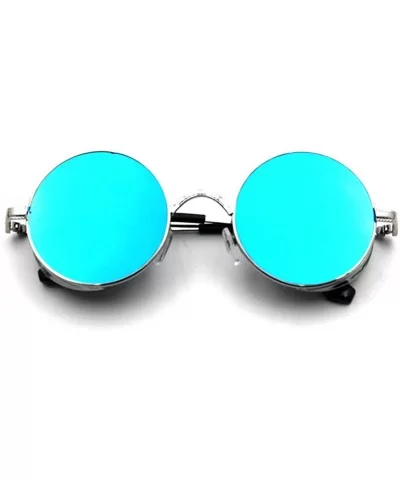 School Girls Sunglasses Lens With Side Barrier Round Shape Metal Frame - Silver/Green - C91219BC111 $14.35 Sport