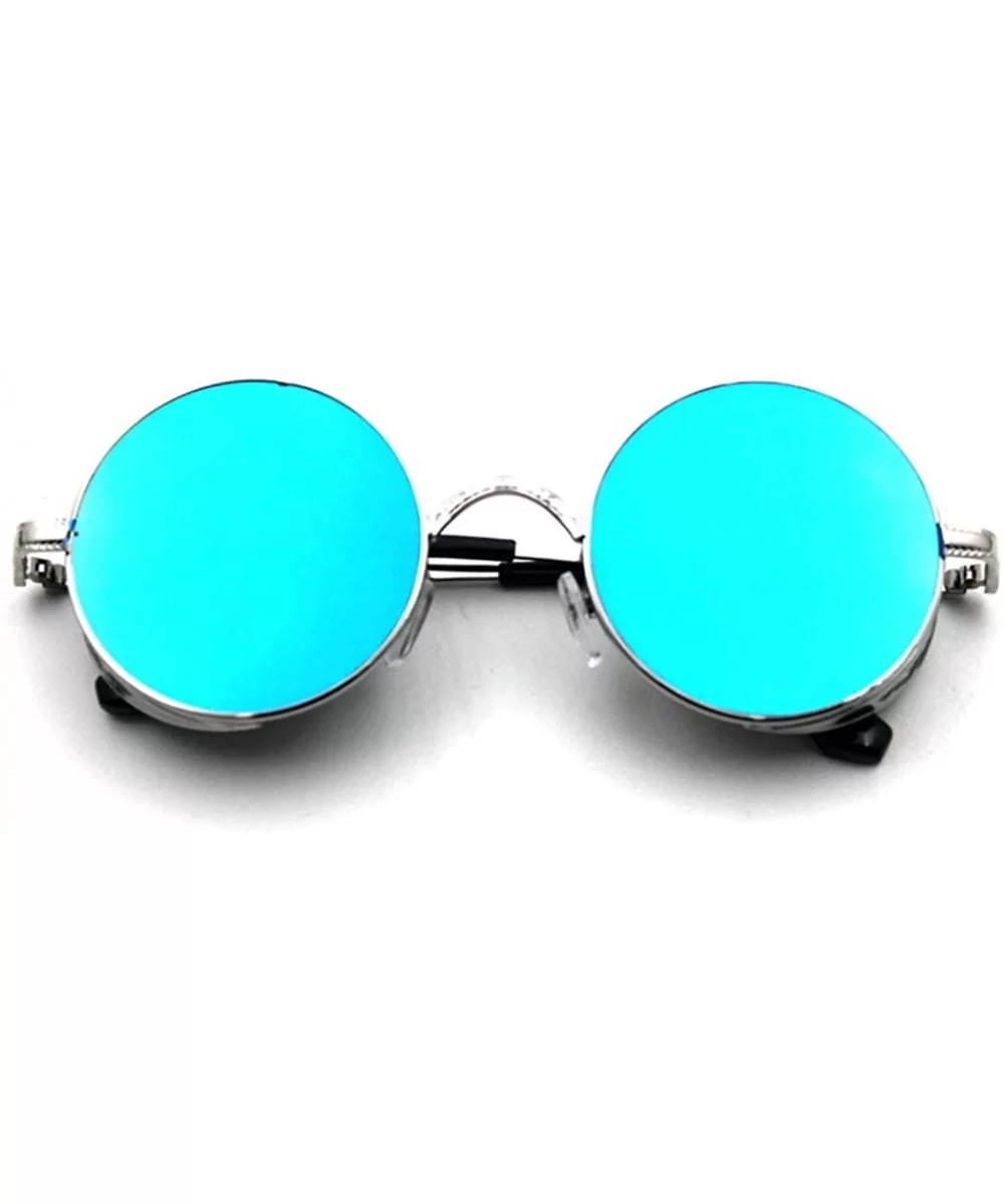 School Girls Sunglasses Lens With Side Barrier Round Shape Metal Frame - Silver/Green - C91219BC111 $14.35 Sport