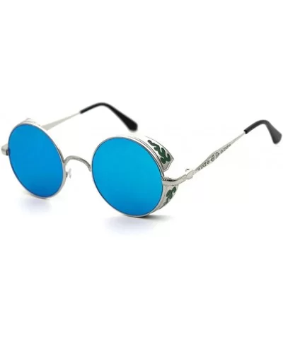 School Girls Sunglasses Lens With Side Barrier Round Shape Metal Frame - Silver/Green - C91219BC111 $14.35 Sport