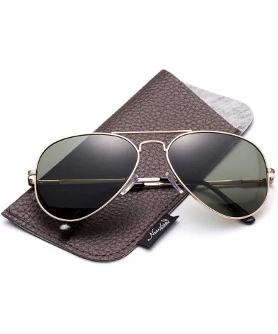 Polarized Aviator Sunglasses Mirrored Lens Classic Aviator Polarized Sunglasses Small - Gold/Green - C218I64DDA9 $8.21 Aviator