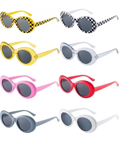 8 Pairs of Retro Oval Mod Thick Frame Sunglasses Women Men Girl Boy Sunglasses (Color 1) - CK18GA6IQYI $8.60 Oval