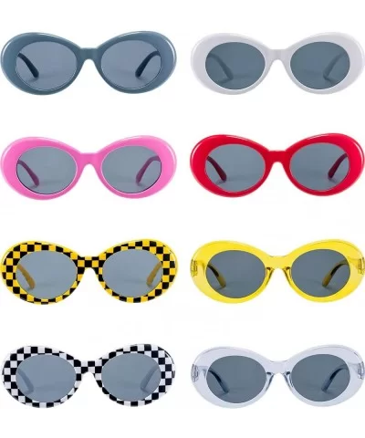 8 Pairs of Retro Oval Mod Thick Frame Sunglasses Women Men Girl Boy Sunglasses (Color 1) - CK18GA6IQYI $8.60 Oval