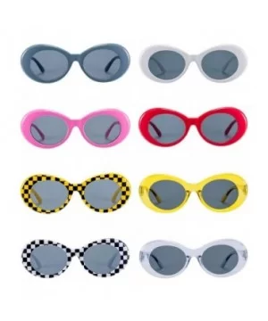 8 Pairs of Retro Oval Mod Thick Frame Sunglasses Women Men Girl Boy Sunglasses (Color 1) - CK18GA6IQYI $8.60 Oval