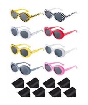 8 Pairs of Retro Oval Mod Thick Frame Sunglasses Women Men Girl Boy Sunglasses (Color 1) - CK18GA6IQYI $8.60 Oval