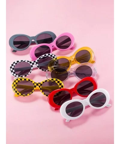 8 Pairs of Retro Oval Mod Thick Frame Sunglasses Women Men Girl Boy Sunglasses (Color 1) - CK18GA6IQYI $8.60 Oval