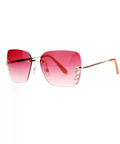 Whisker Vent Lens Luxury Designer Fashion Rimless Sunglasses - Gold Red - C011ATATHZF $6.66 Rimless