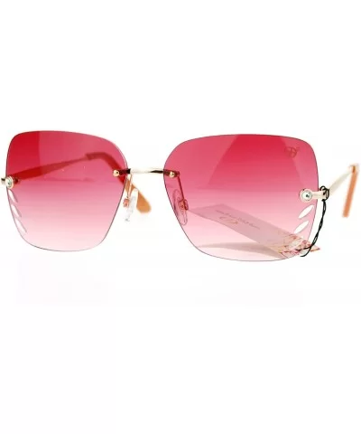 Whisker Vent Lens Luxury Designer Fashion Rimless Sunglasses - Gold Red - C011ATATHZF $6.66 Rimless