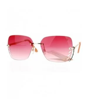 Whisker Vent Lens Luxury Designer Fashion Rimless Sunglasses - Gold Red - C011ATATHZF $6.66 Rimless