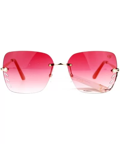 Whisker Vent Lens Luxury Designer Fashion Rimless Sunglasses - Gold Red - C011ATATHZF $6.66 Rimless