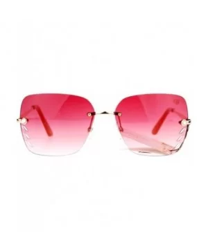 Whisker Vent Lens Luxury Designer Fashion Rimless Sunglasses - Gold Red - C011ATATHZF $6.66 Rimless