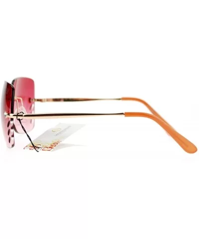 Whisker Vent Lens Luxury Designer Fashion Rimless Sunglasses - Gold Red - C011ATATHZF $6.66 Rimless