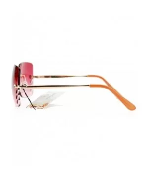 Whisker Vent Lens Luxury Designer Fashion Rimless Sunglasses - Gold Red - C011ATATHZF $6.66 Rimless