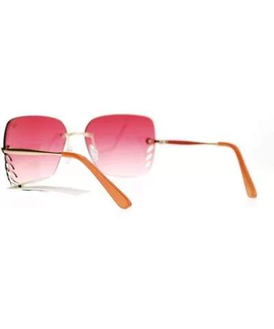 Whisker Vent Lens Luxury Designer Fashion Rimless Sunglasses - Gold Red - C011ATATHZF $6.66 Rimless